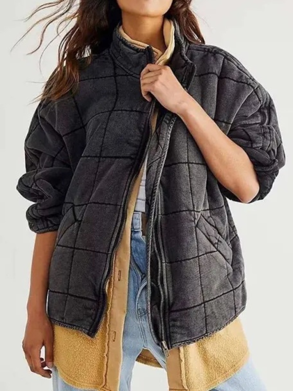 Free People Juno Jacket, an oversized quilted cotton bomber small